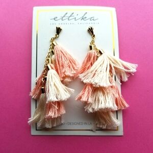 NWT Ettika Daydreamer Tassel Earrings pink ivory gold new with tags